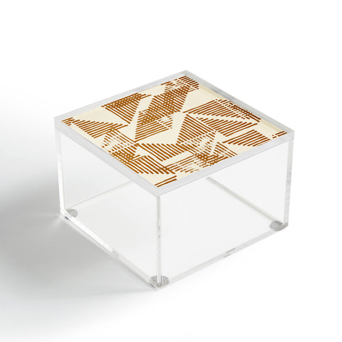 Becky Bailey Stripe Triangle Block Print Geometric Pattern in Orange Acrylic Box