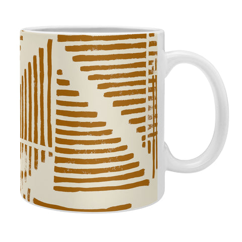 Becky Bailey Stripe Triangle Block Print Geometric Pattern in Orange Coffee Mug