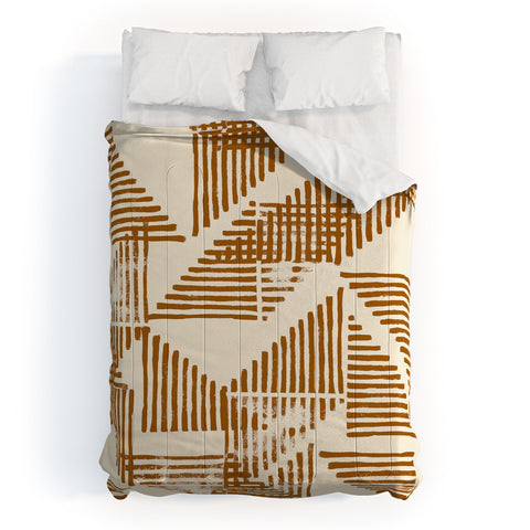 Becky Bailey Stripe Triangle Block Print Geometric Pattern in Orange Comforter