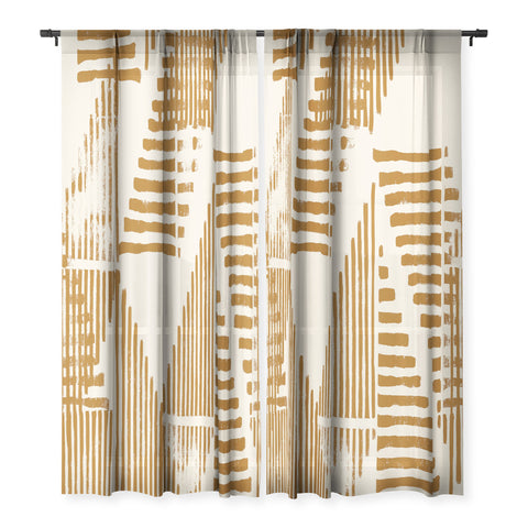 Becky Bailey Stripe Triangle Block Print Geometric Pattern in Orange Sheer Non Repeat