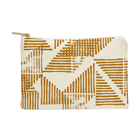 Becky Bailey Stripe Triangle Block Print Geometric Pattern in Orange Pouch