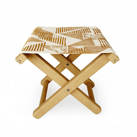 Becky Bailey Stripe Triangle Block Print Geometric Pattern in Orange Folding Stool