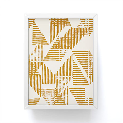 Becky Bailey Stripe Triangle Block Print Geometric Pattern in Orange Framed Mini Art Print