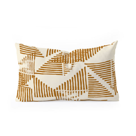 Becky Bailey Stripe Triangle Block Print Geometric Pattern in Orange Oblong Throw Pillow