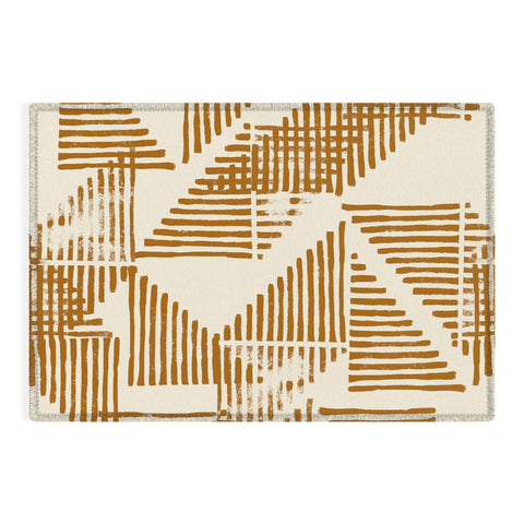 Becky Bailey Stripe Triangle Block Print Geometric Pattern in Orange Outdoor Rug