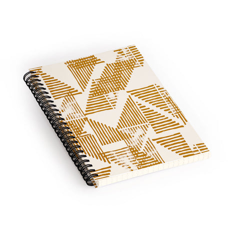 Becky Bailey Stripe Triangle Block Print Geometric Pattern in Orange Spiral Notebook