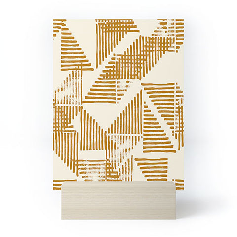 Becky Bailey Stripe Triangle Block Print Geometric Pattern in Orange Mini Art Print