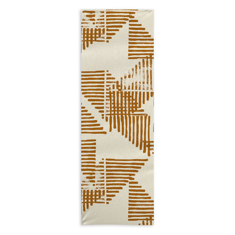 Becky Bailey Stripe Triangle Block Print Geometric Pattern in Orange Yoga Towel