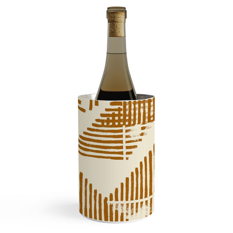 Becky Bailey Stripe Triangle Block Print Geometric Pattern in Orange Wine Chiller