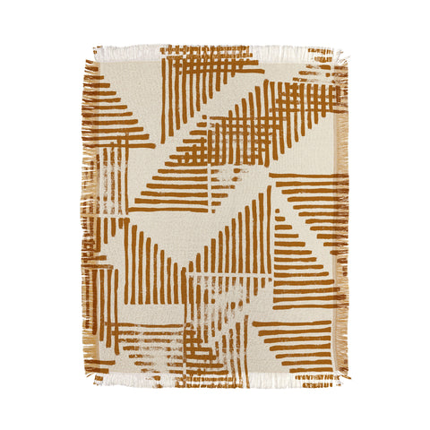 Becky Bailey Stripe Triangle Block Print Geometric Pattern in Orange Throw Blanket