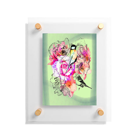 Bel Lefosse Design Birds And Flowers Floating Acrylic Print