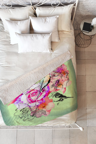 Bel Lefosse Design Birds And Flowers Fleece Throw Blanket