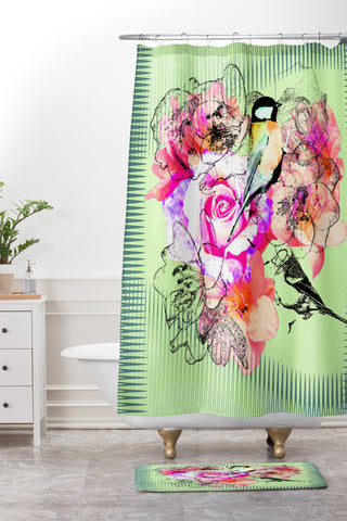 Bel Lefosse Design Birds And Flowers Shower Curtain And Mat