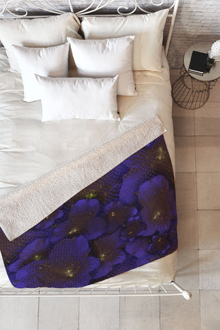 Bel Lefosse Design Electric Blue Orchid Fleece Throw Blanket