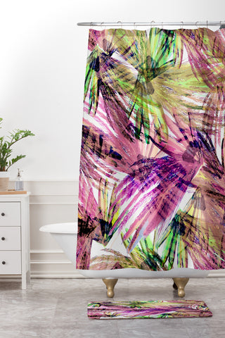 Bel Lefosse Design Feather Pattern Shower Curtain And Mat