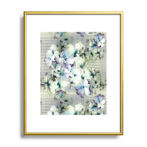 Bel Lefosse Design Flowers And Lines Metal Framed Art Print
