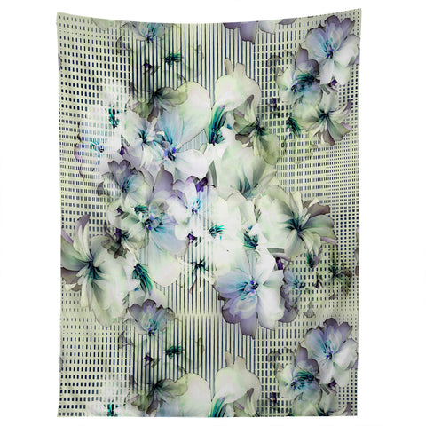 Bel Lefosse Design Flowers And Lines Tapestry