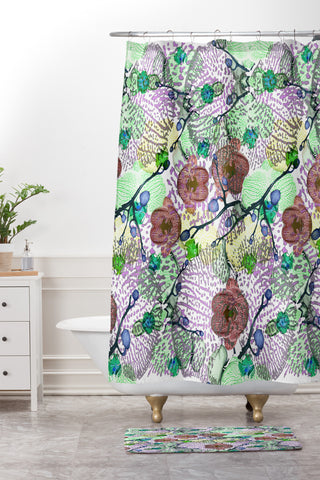 Bel Lefosse Design Orchid Florals Shower Curtain And Mat