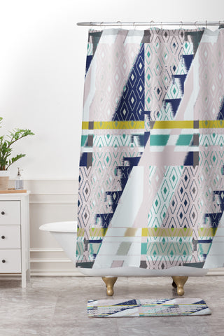Bel Lefosse Design Stripes And Diamonds Shower Curtain And Mat