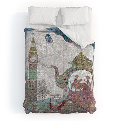 Belle13 4 O Clock Tea London Map Comforter