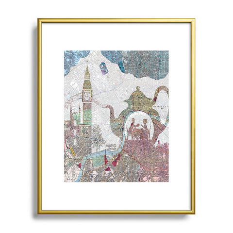 Belle13 4 O Clock Tea London Map Metal Framed Art Print