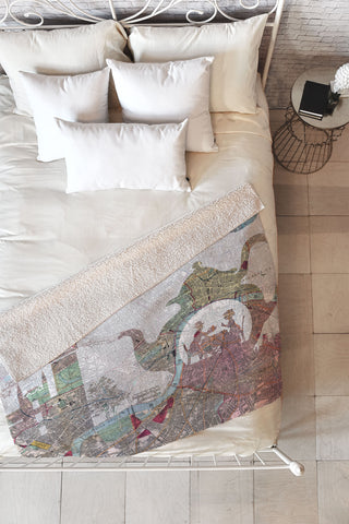 Belle13 4 O Clock Tea London Map Fleece Throw Blanket
