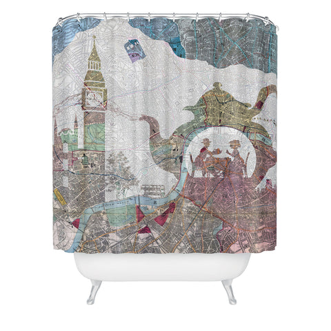 Belle13 4 O Clock Tea London Map Shower Curtain