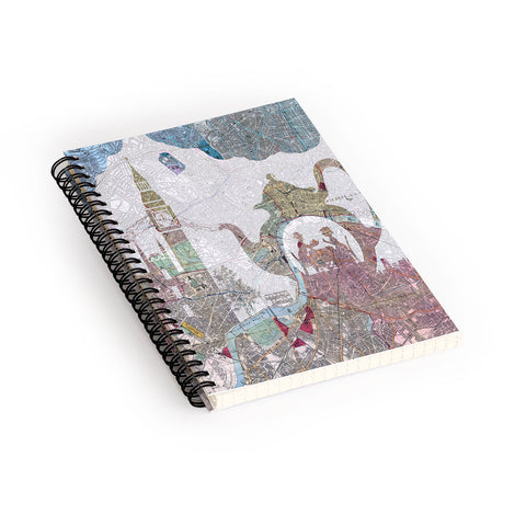 Belle13 4 O Clock Tea London Map Spiral Notebook