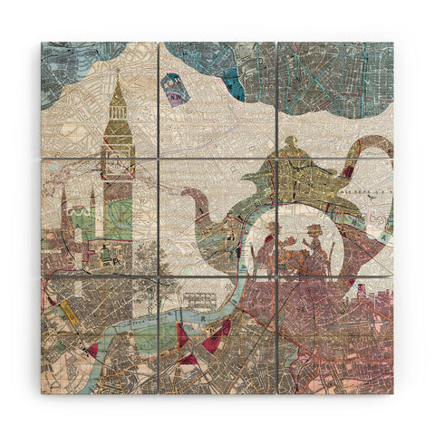 Belle13 4 O Clock Tea London Map Wood Wall Mural