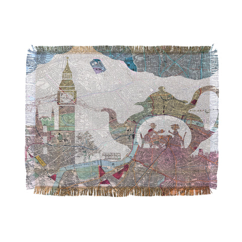 Belle13 4 O Clock Tea London Map Throw Blanket