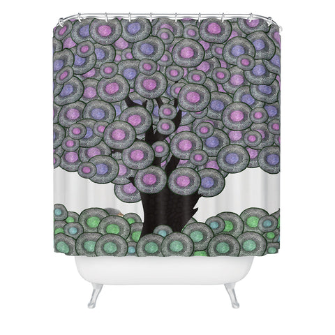 Belle13 Abstract Tree And Hedgehog Shower Curtain