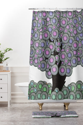 Belle13 Abstract Tree And Hedgehog Shower Curtain And Mat