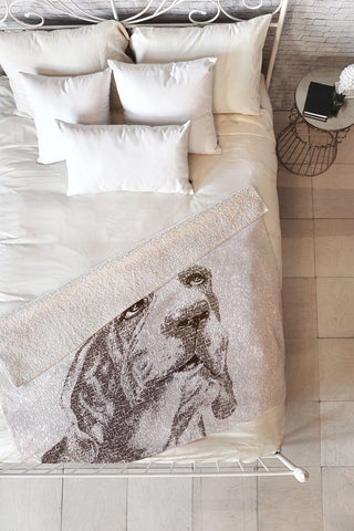 Belle13 Basset Hound Fleece Throw Blanket