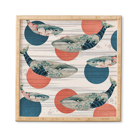Belle13 Blue Whale Polka Framed Wall Art