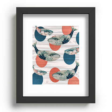 Belle13 Blue Whale Polka Recessed Framing Rectangle