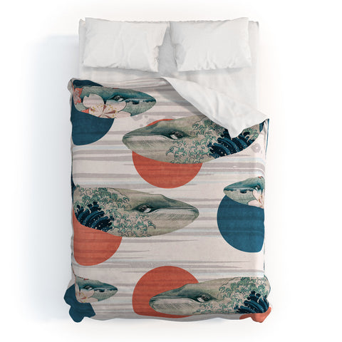 Belle13 Blue Whale Polka Duvet Cover