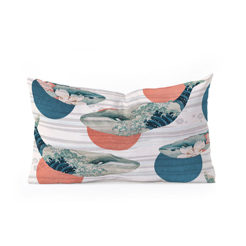 Belle13 Blue Whale Polka Oblong Throw Pillow