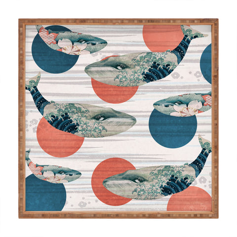 Belle13 Blue Whale Polka Square Tray