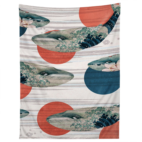 Belle13 Blue Whale Polka Tapestry