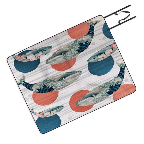 Belle13 Blue Whale Polka Picnic Blanket