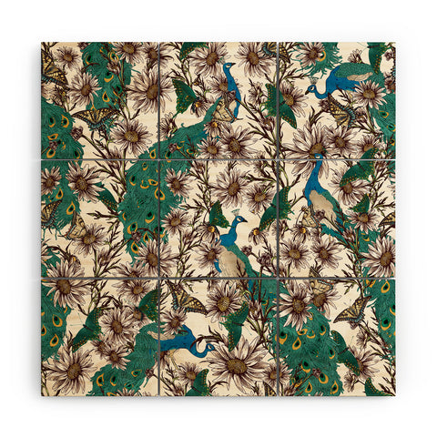 Belle13 Butterflies In My Peacock Garden Wood Wall Mural