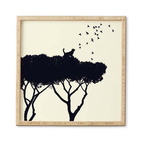 Belle13 Cat and Birds Framed Wall Art