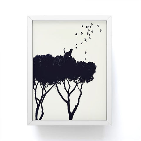 Belle13 Cat and Birds Framed Mini Art Print