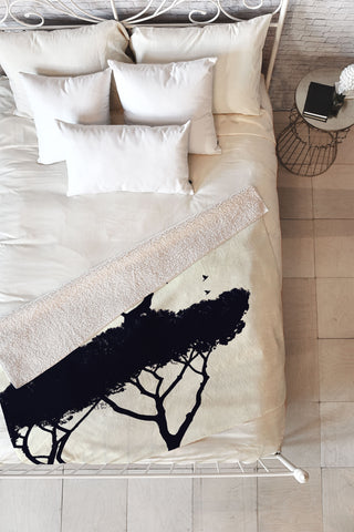 Belle13 Cat and Birds Fleece Throw Blanket