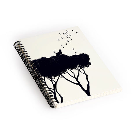 Belle13 Cat and Birds Spiral Notebook