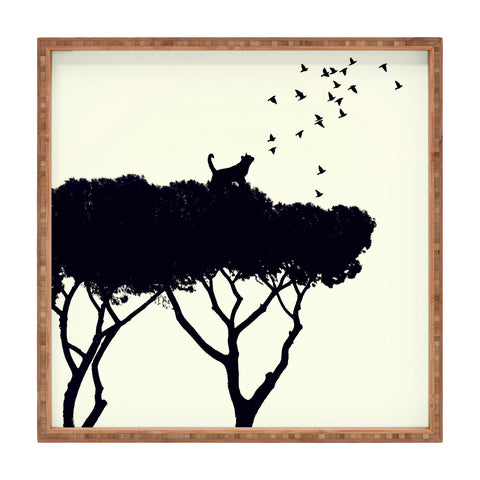 Belle13 Cat and Birds Square Tray