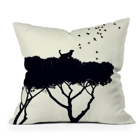 Belle13 Cat and Birds Throw Pillow