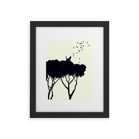 Belle13 Cat and Birds Framed Art Print