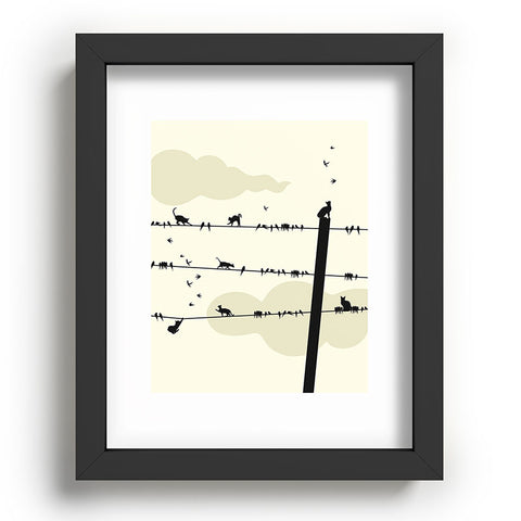 Belle13 Cats And Birds On Wires Recessed Framing Rectangle