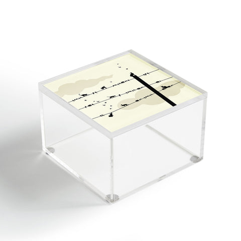 Belle13 Cats And Birds On Wires Acrylic Box
